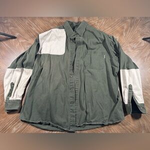 VINTAGE‎ WOOLRICH Outdoor Men’s 2XL Green Canvas Shooting Upland Hunting Shirt